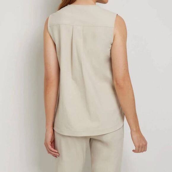 Anatomie Adley Techno Linen Vest Top Champagne Beige Travel Utility SZ L - Picture 3 of 7